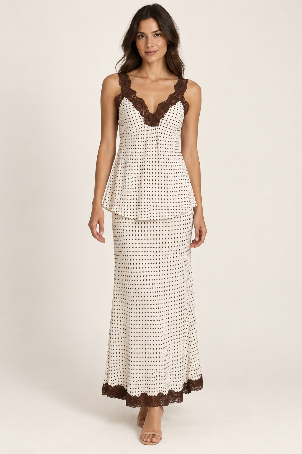 Spot & Lace bias cut top