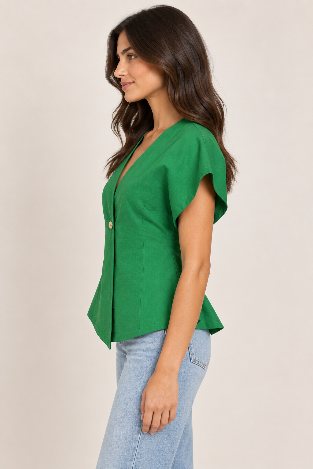Cotton Linen Gold Button Top