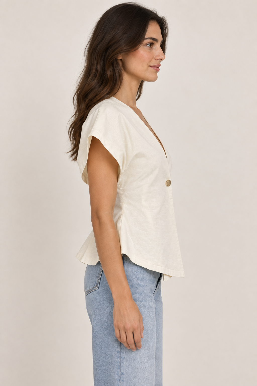 Cotton Linen Gold Button Top