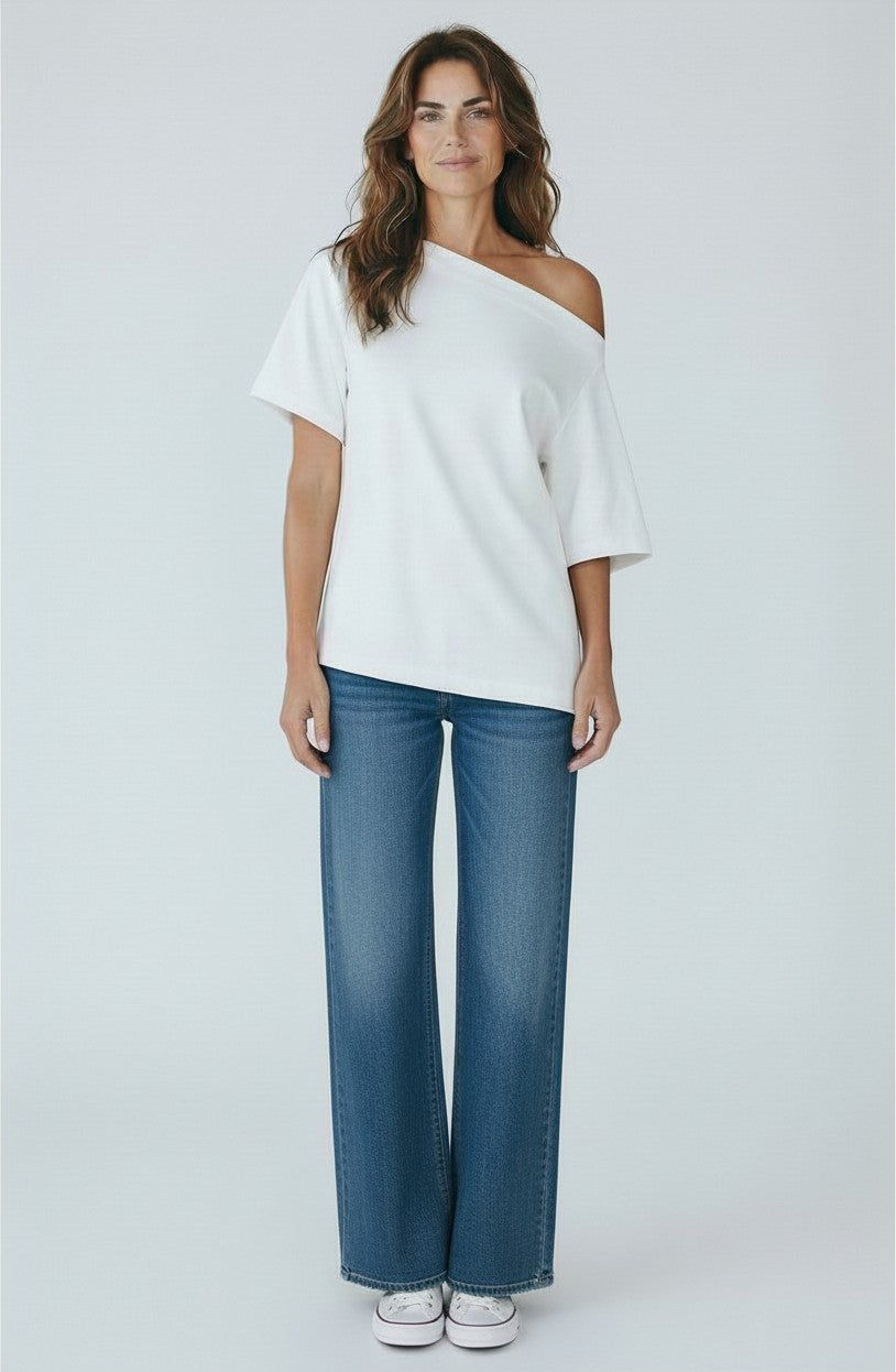 JUANITA OFF SHOULDER TEE- WHITE