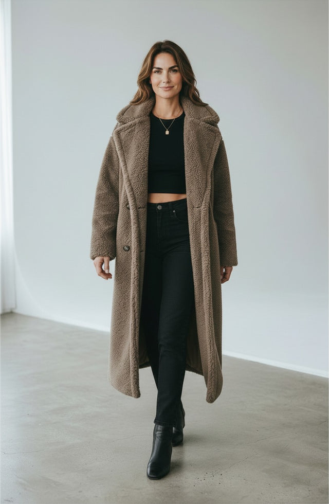 TEDDY LONG COAT - CHOC