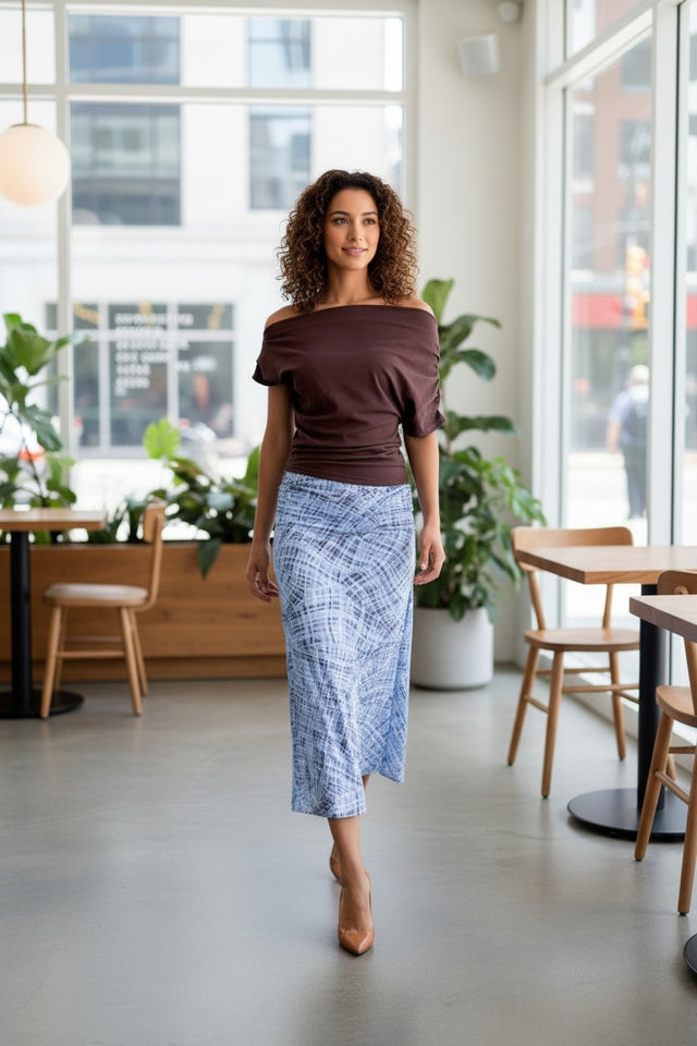 CHECK MESH MIDI SKIRT