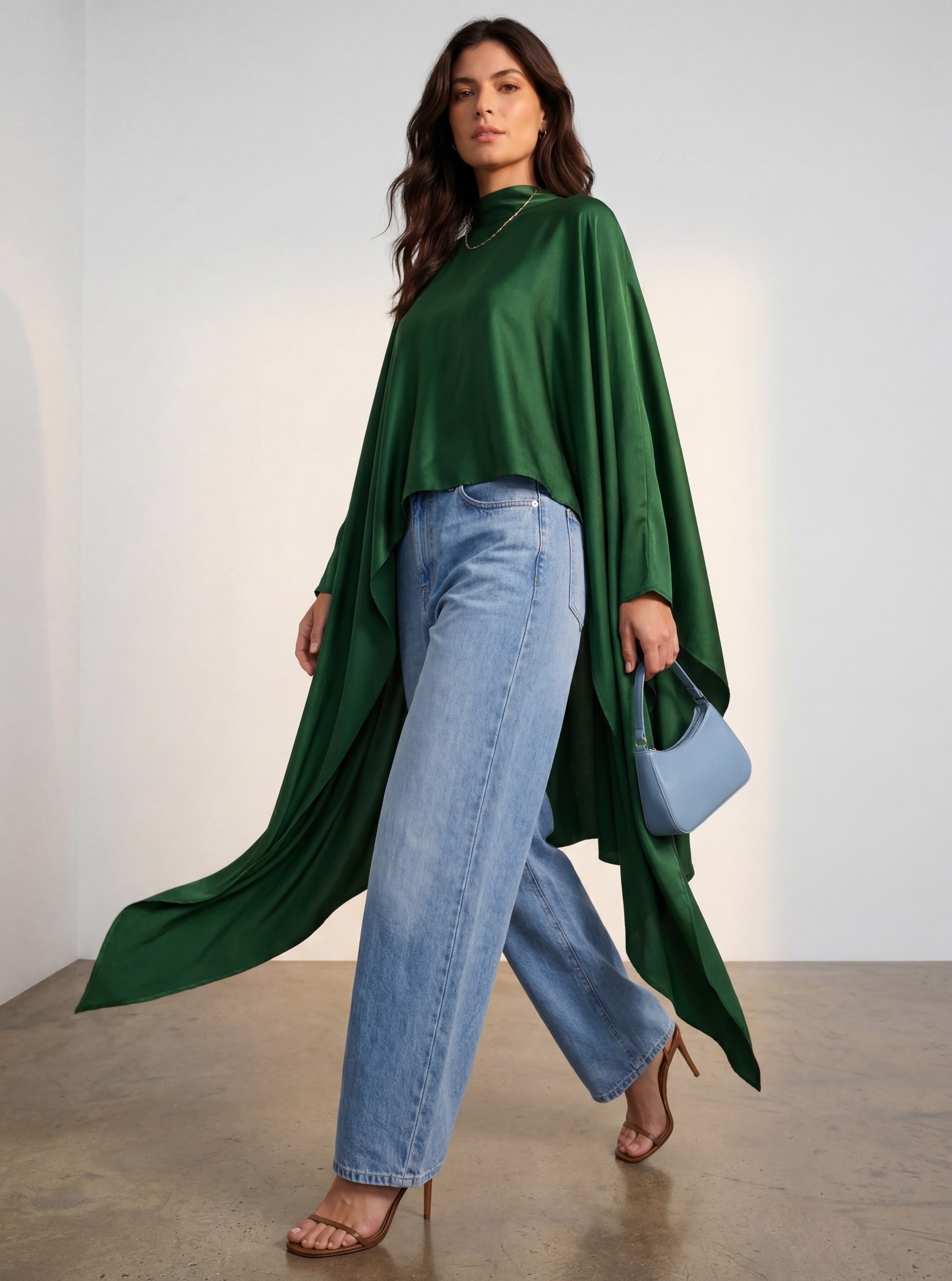Matte Satin Cape- Green
