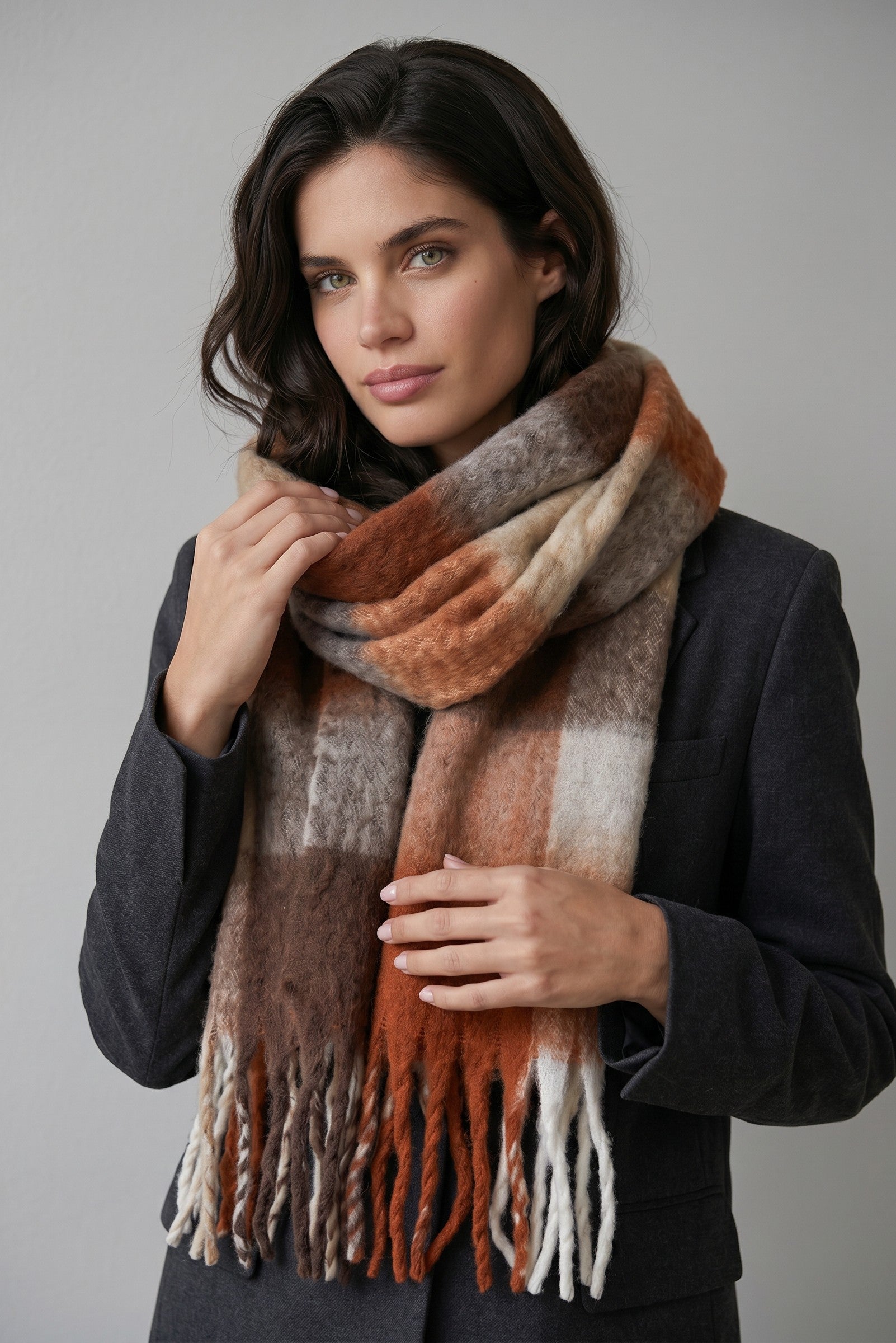 FLUFFY CHECK SCARF