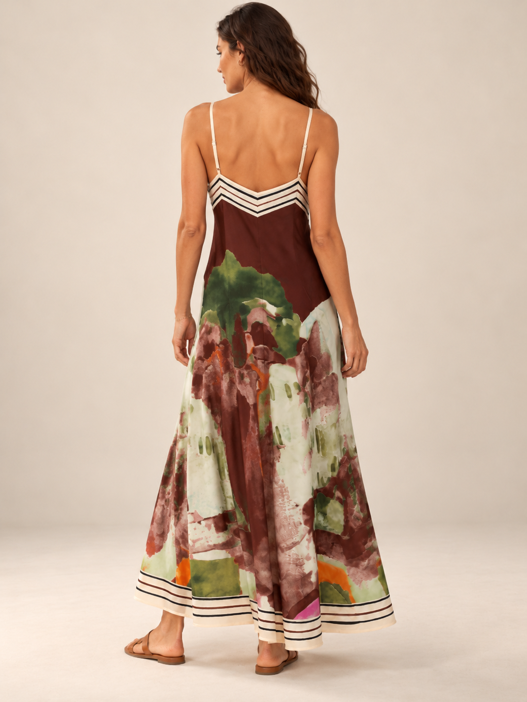 Lanscape satin maxi dress