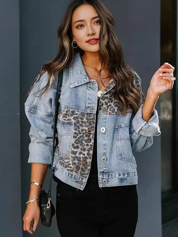 DISTRESSED CONTRAST DENIM JACKET- PRE ORDER