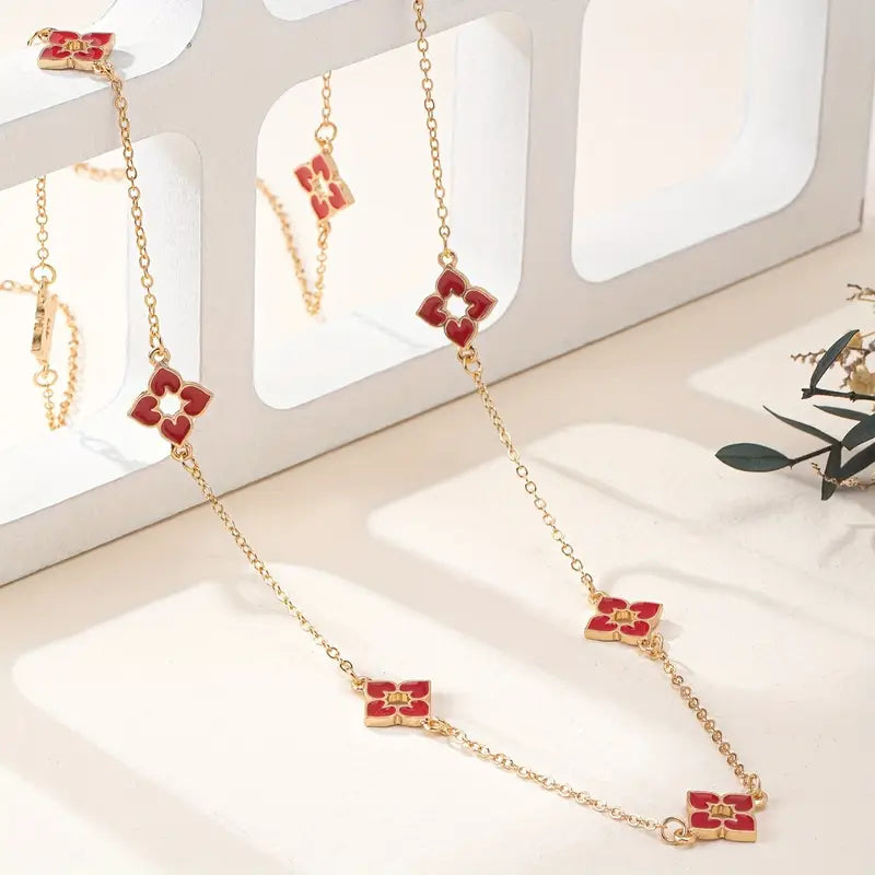 GEO FLOWER LONG NECKLACE