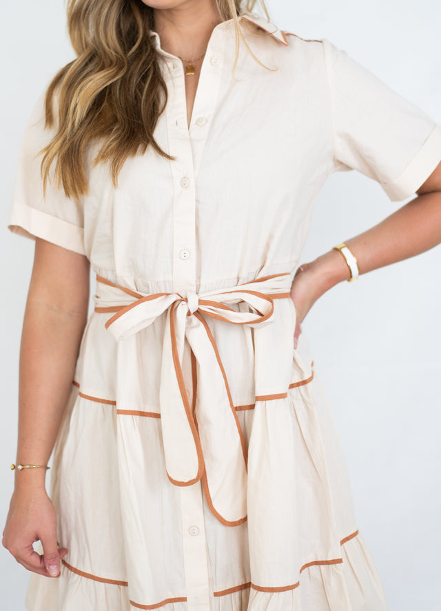 CONTRAST BINDING SHORT DRESS