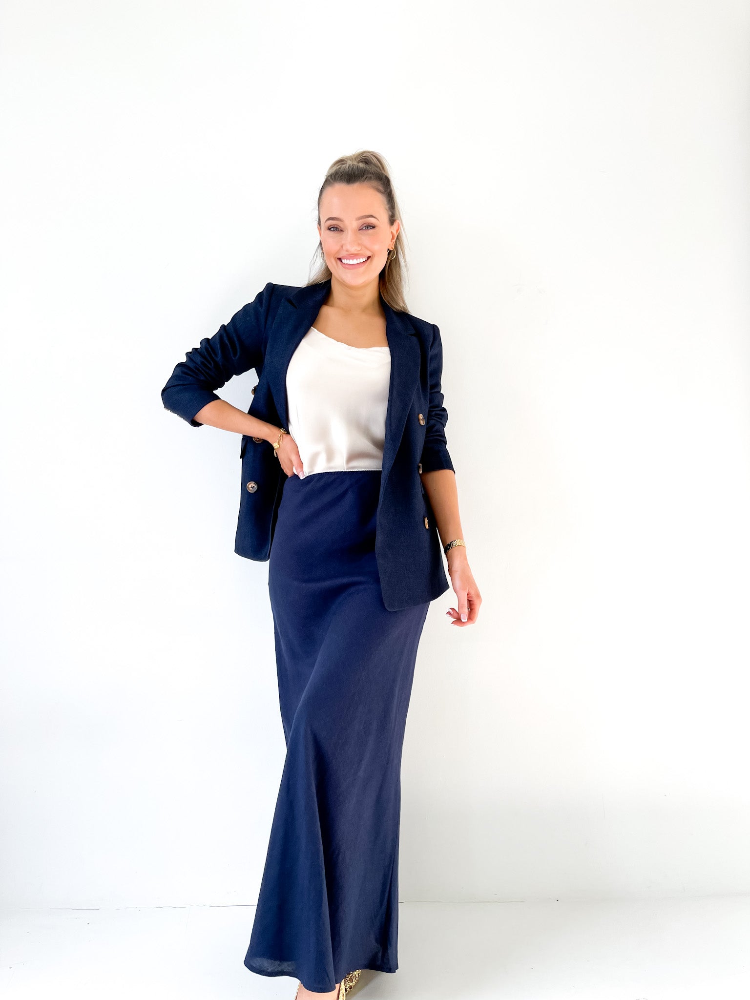 LINEN BIAS SKIRT MAXI