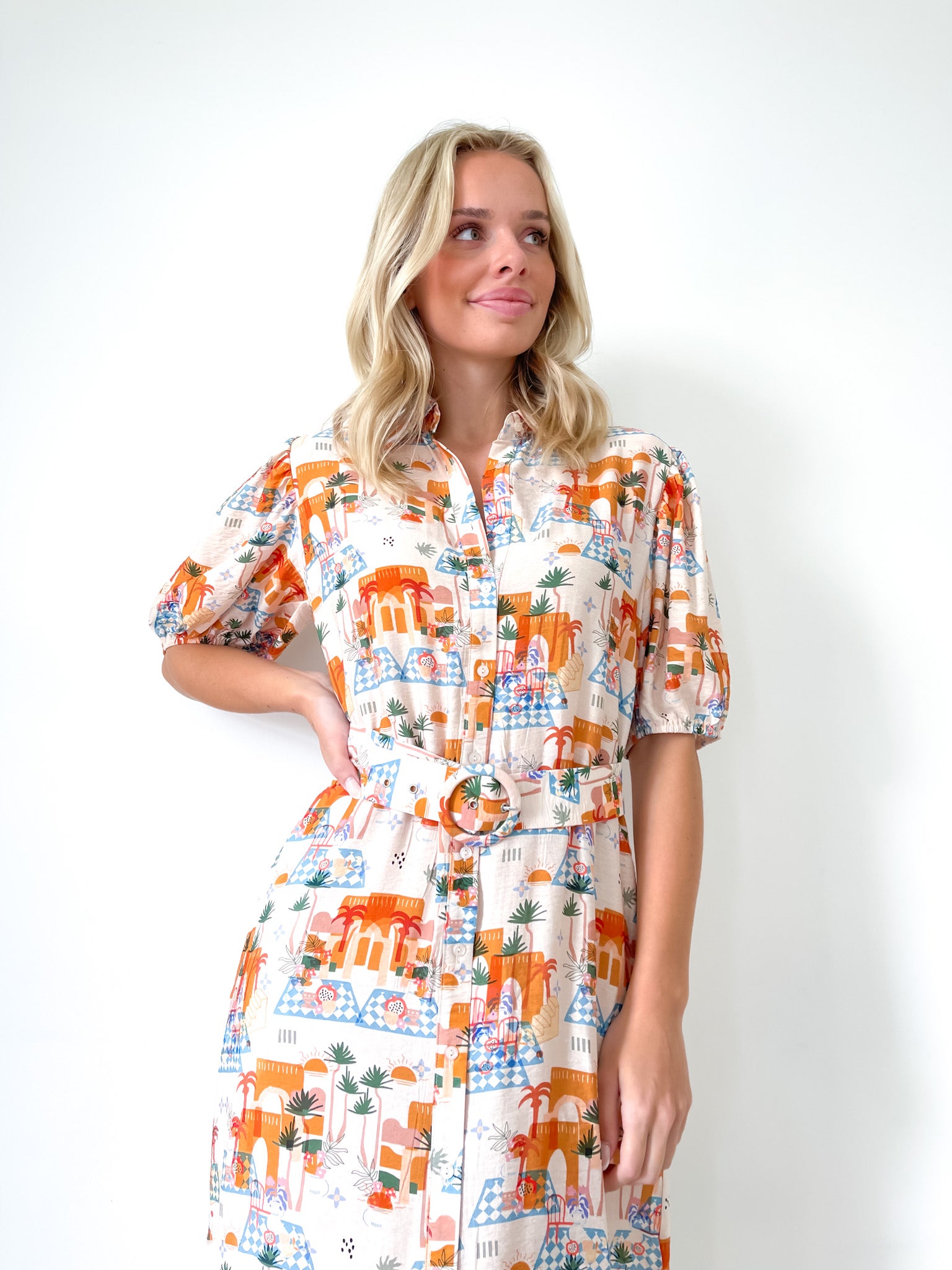 BAZAAR PRINT  SHIRT DRESS