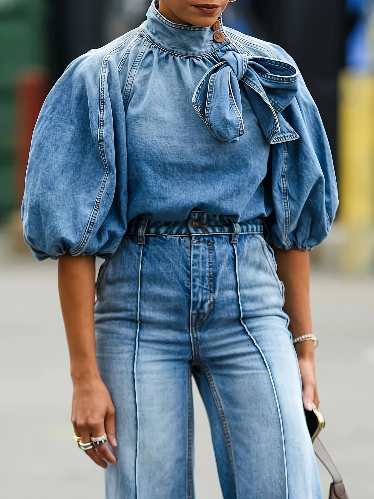 DENIM BOW SHIRT
