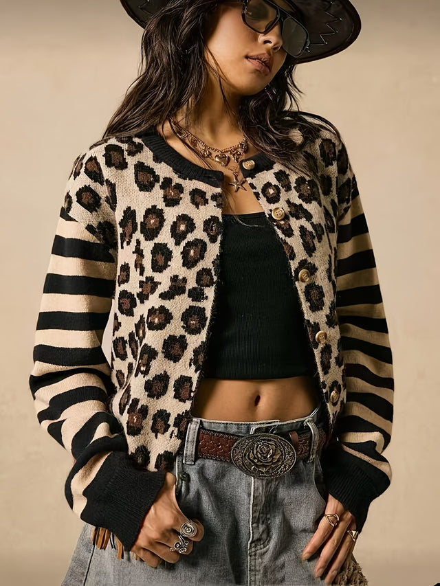 LEO STRIPE CARDIGAN - BLACK