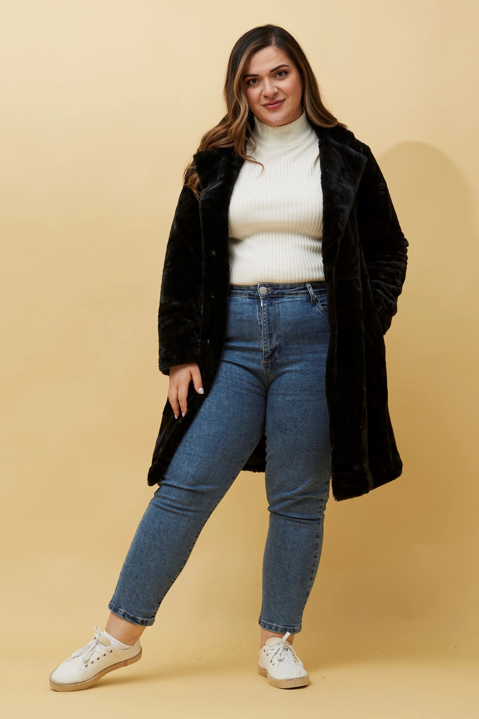 BROOKS FAUX FUR COAT