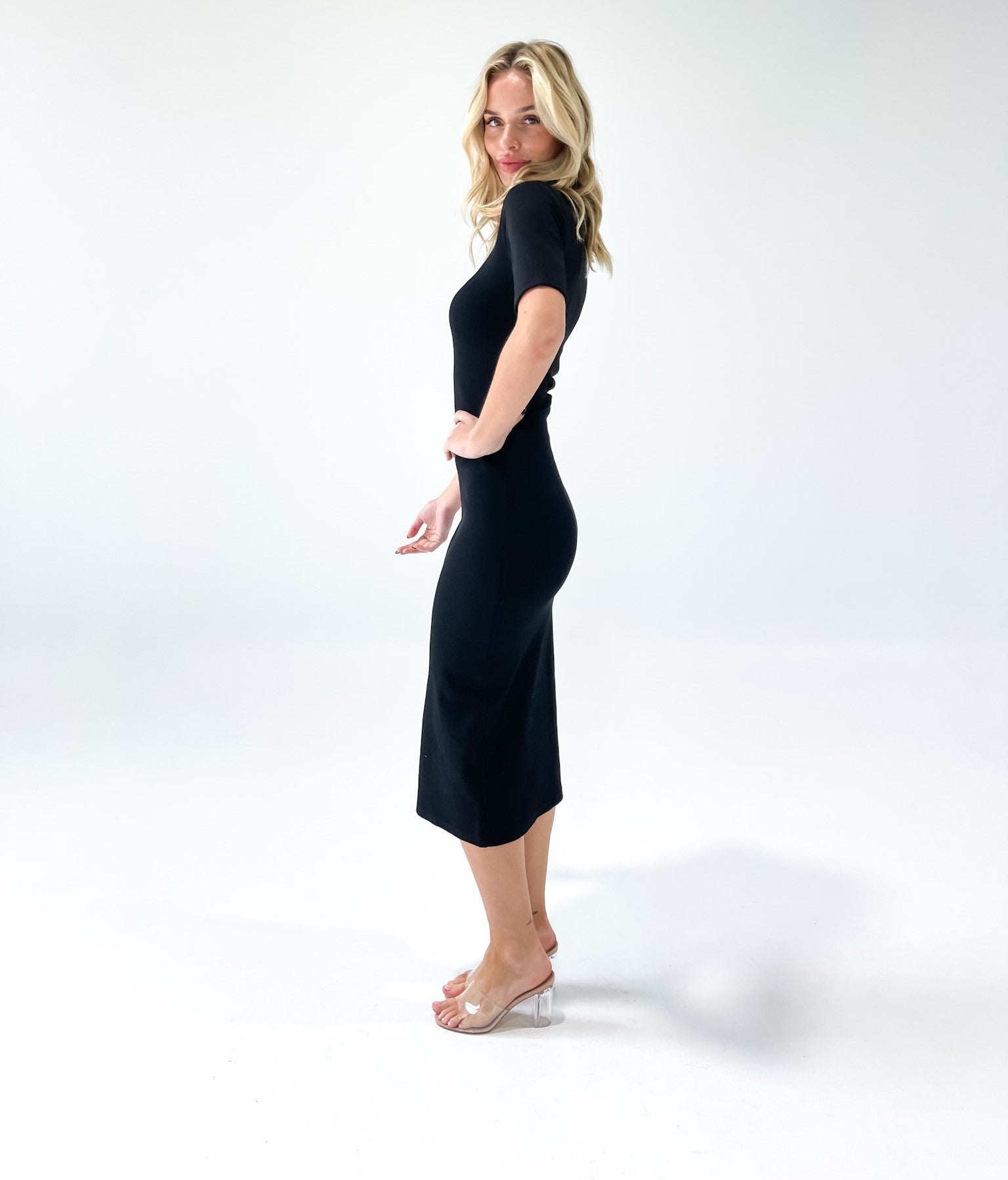 JERSEY RIBBED BODYCON DRESS
