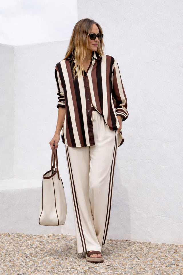 Portofino Stripe Shirt- BLACK CHOCOLATE