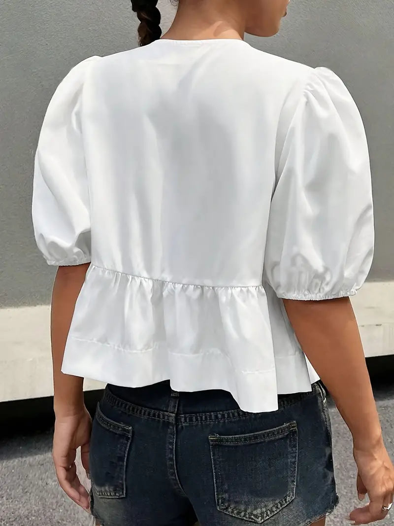 TIE PEPLUM BLOUSE