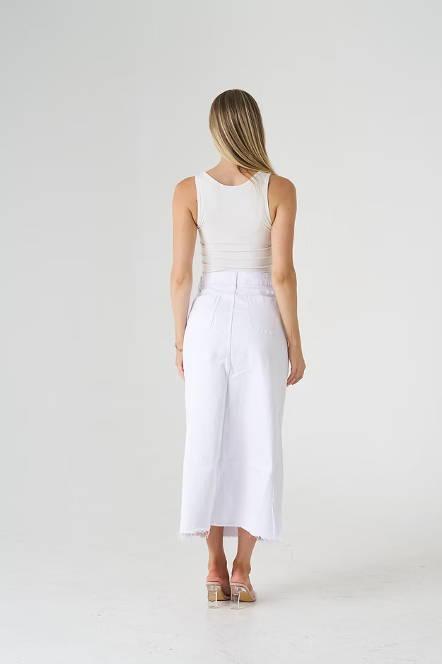 CLASSIC DENIM SKIRT- WHITE