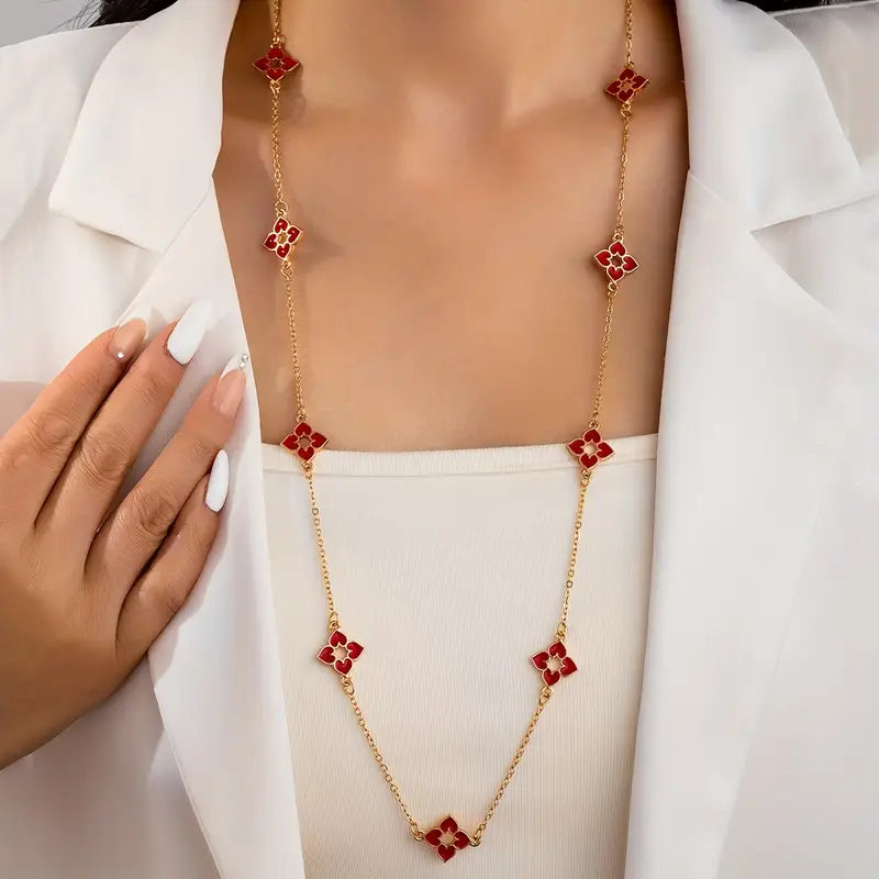 GEO FLOWER LONG NECKLACE