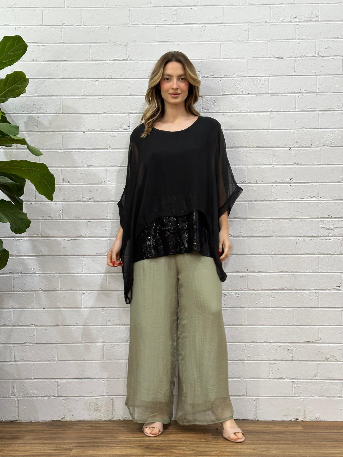 CLAUDIA CHIFFON SEQUIN BLOUSE