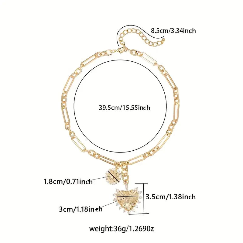 Heart & Sunburst Pendant Necklace