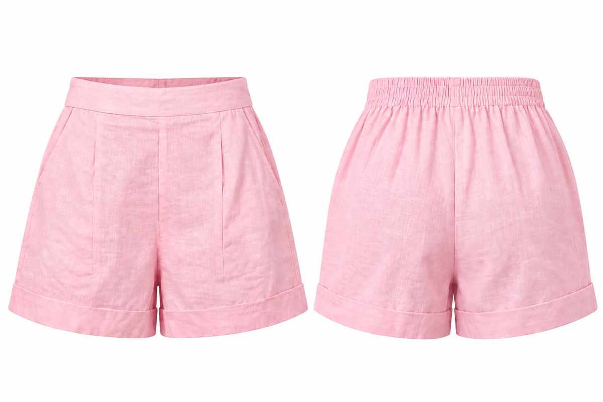 High-Waisted Linen Shorts