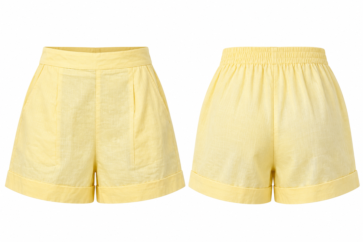 High-Waisted Linen Shorts