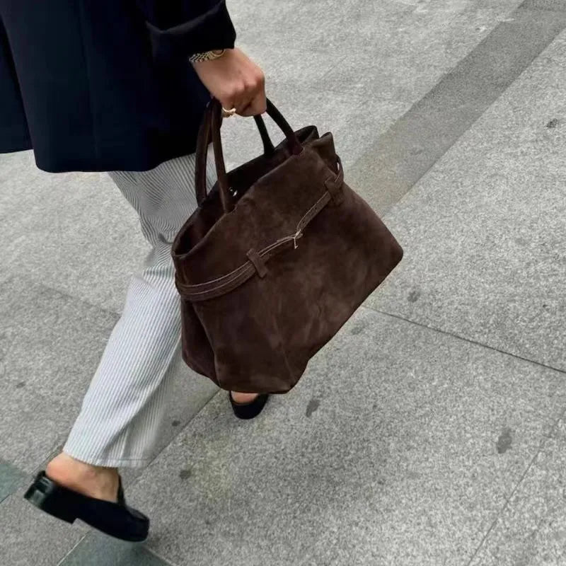 Suede belt handbag
