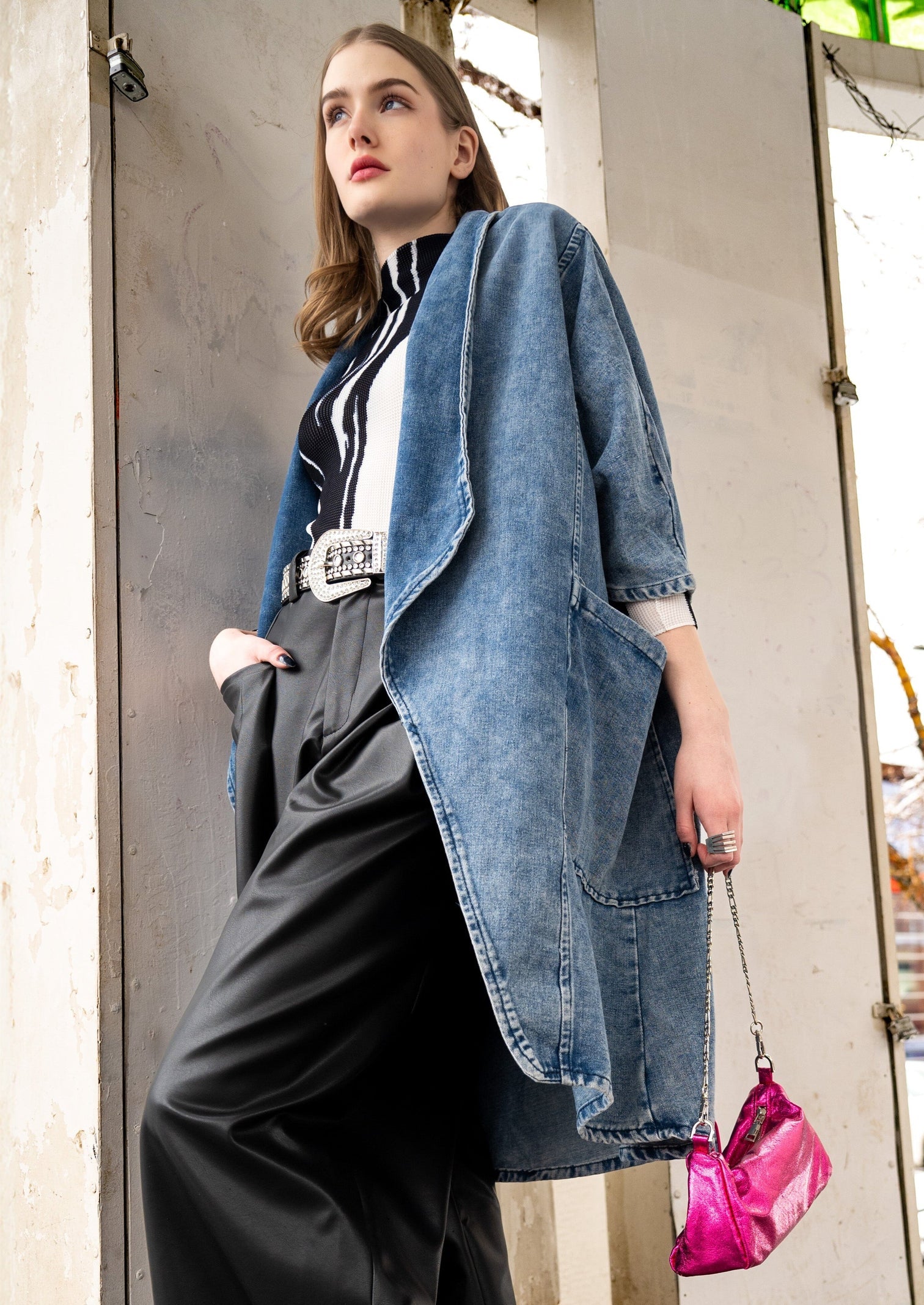 DENIM SHRUG COATIGAN