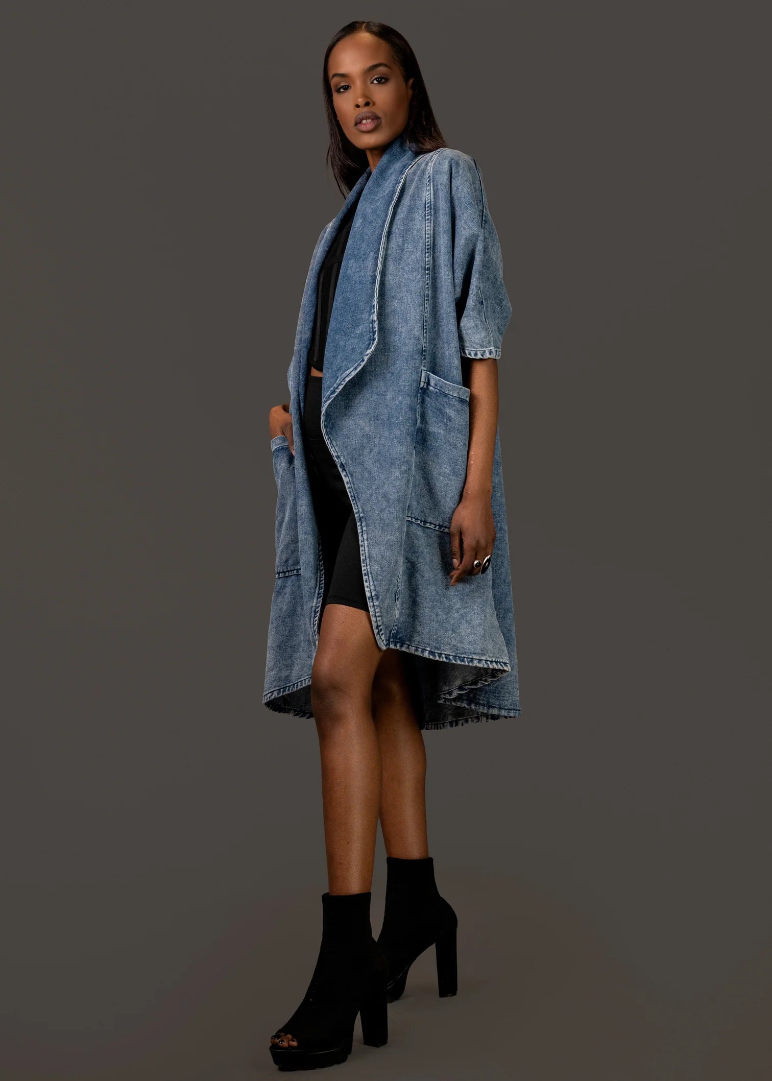 DENIM SHRUG COATIGAN