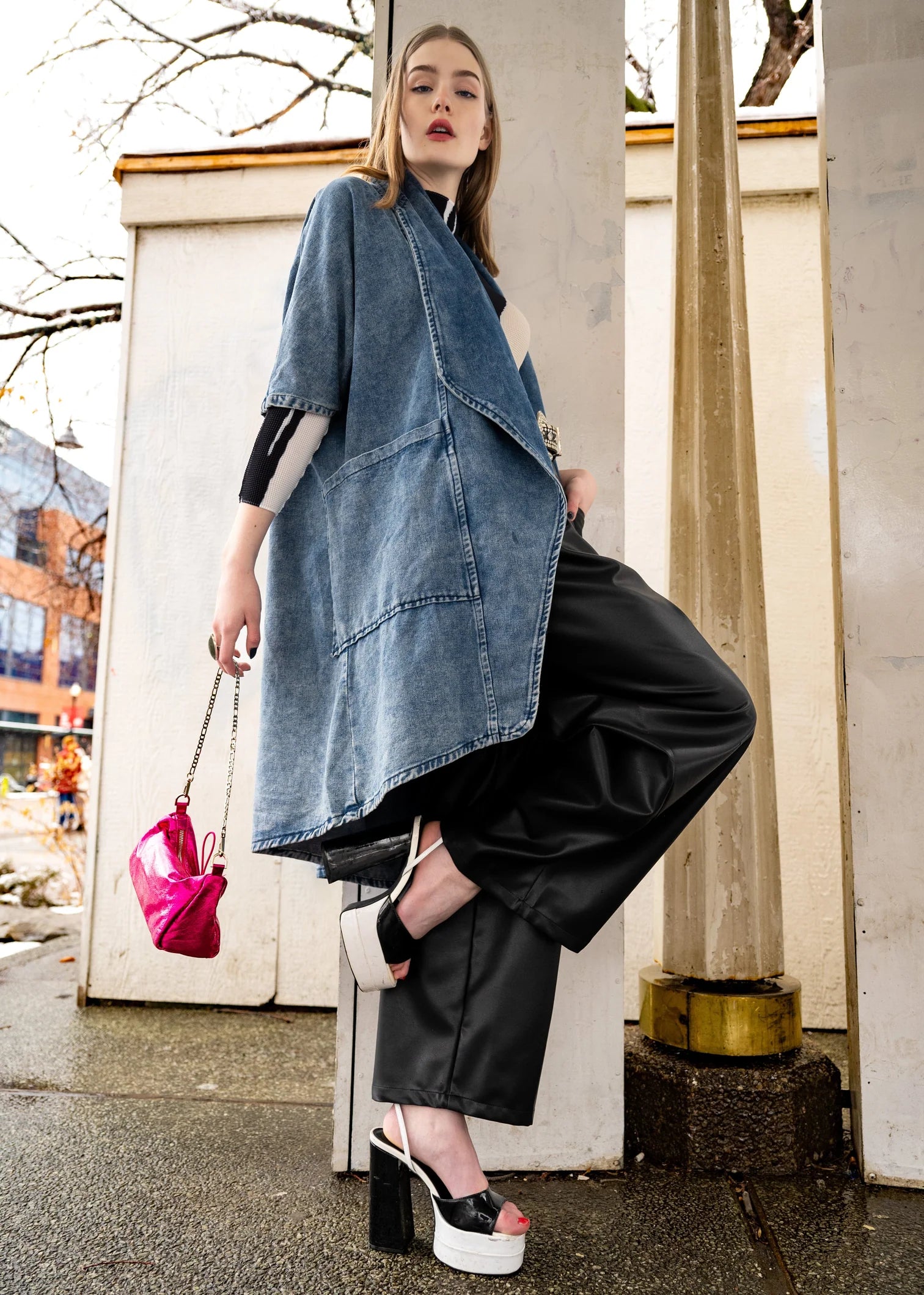 DENIM SHRUG COATIGAN