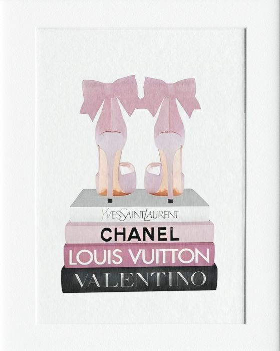 Mounted Print - PINK/ BLUE BOOKS