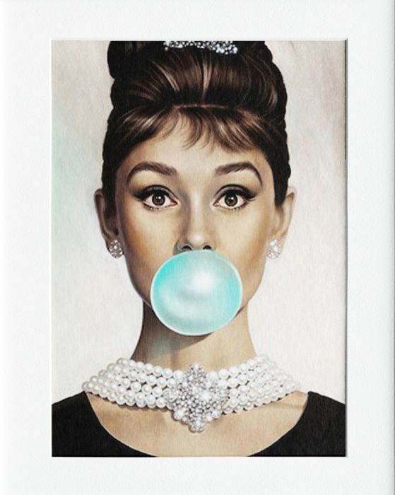 MOUNTED PRINT : AUDREY BUBBLE COLOUR