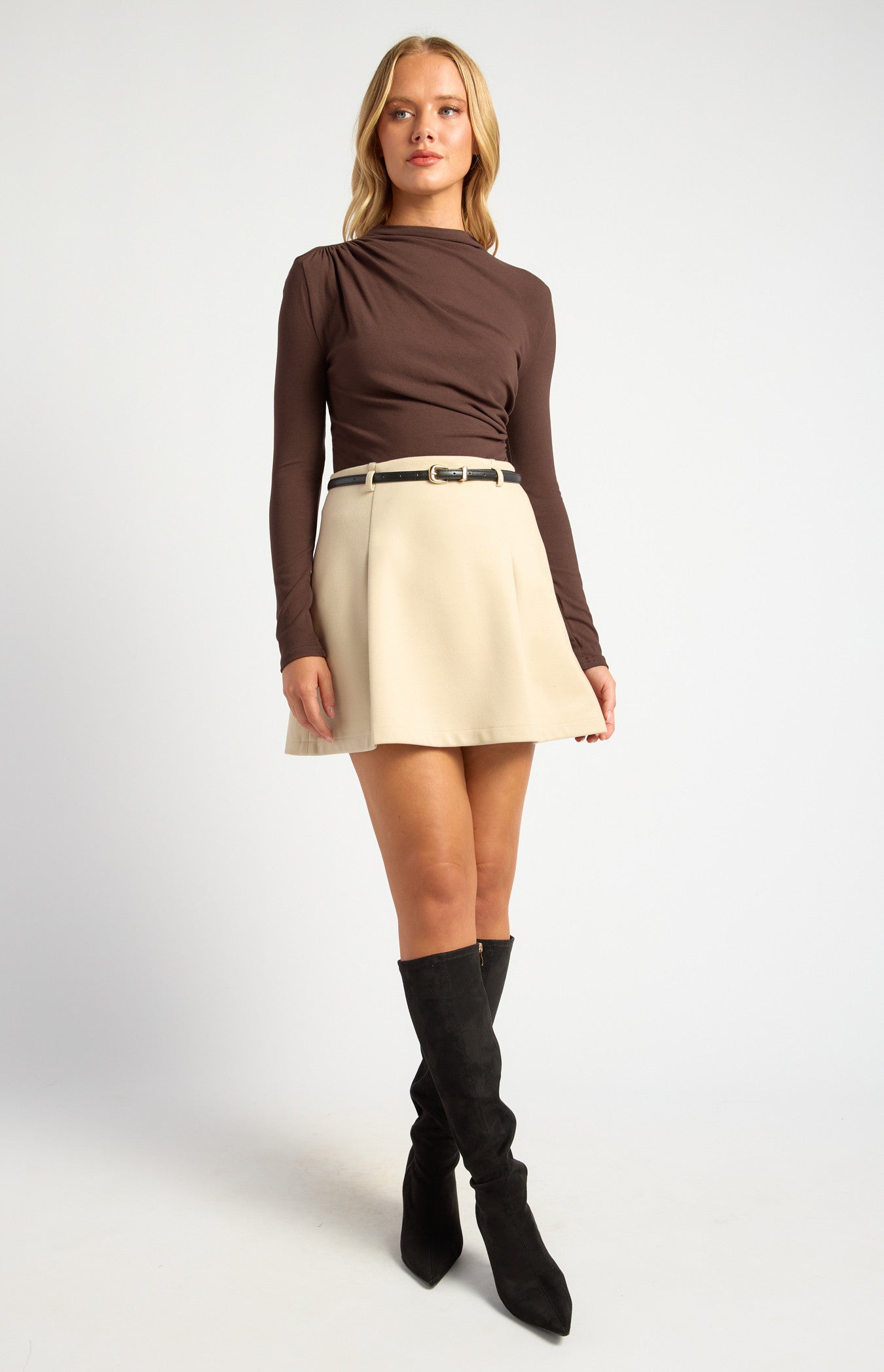Stretch Jersey Top with Front Ruched Details