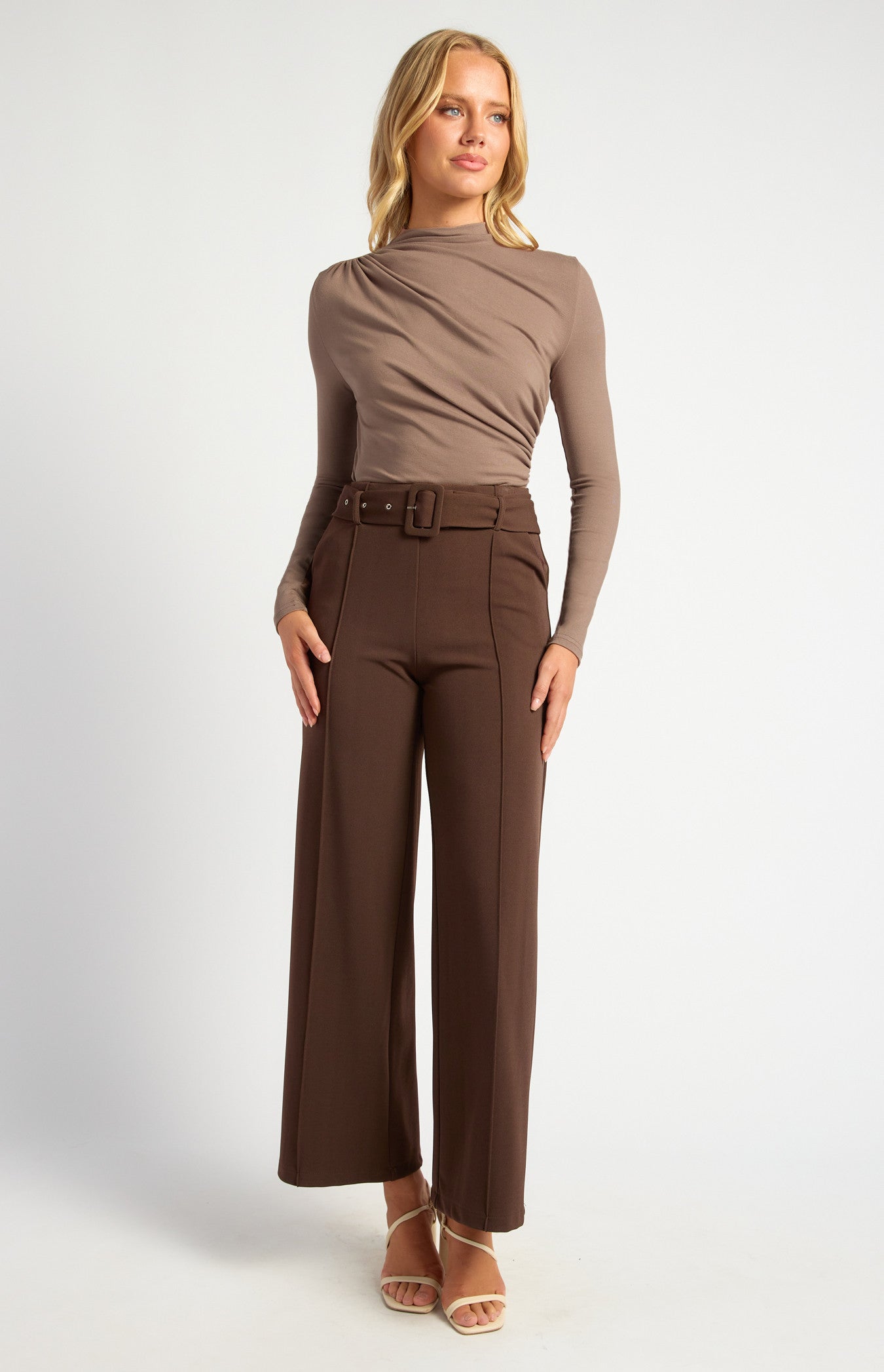 Stretch Jersey Top with Front Ruched Details