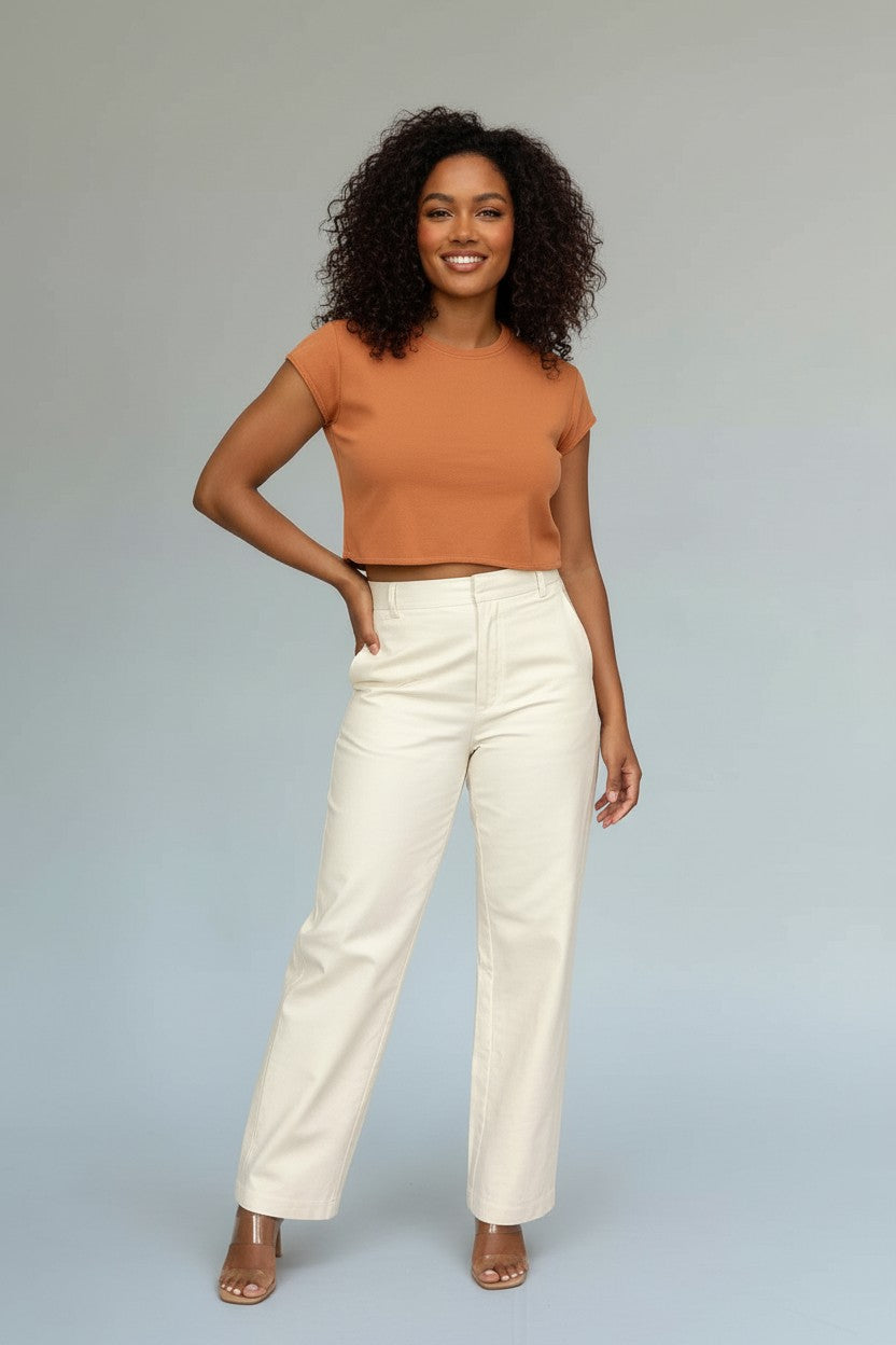 COTTON STRETCH BARREL PANTS