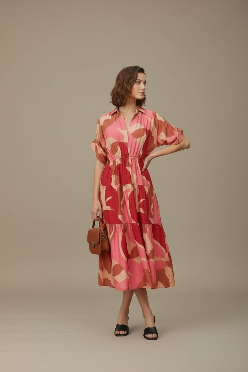 IMOGEN GATHERED SLEEVE DRESS