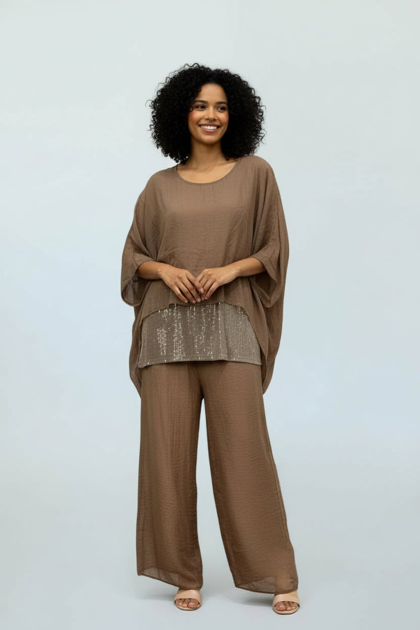 CLAUDIA CHIFFON SEQUIN BLOUSE