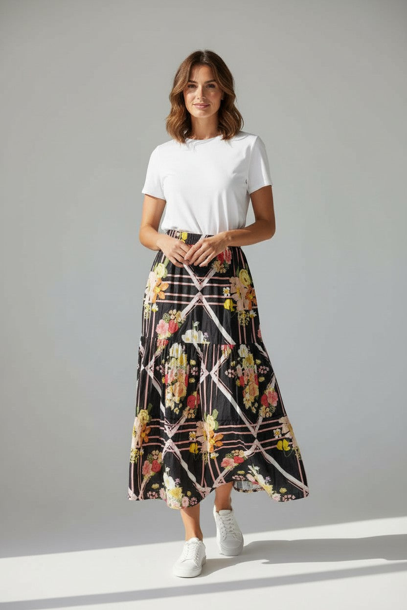 FLORAL TIERED SKIRT MAXI