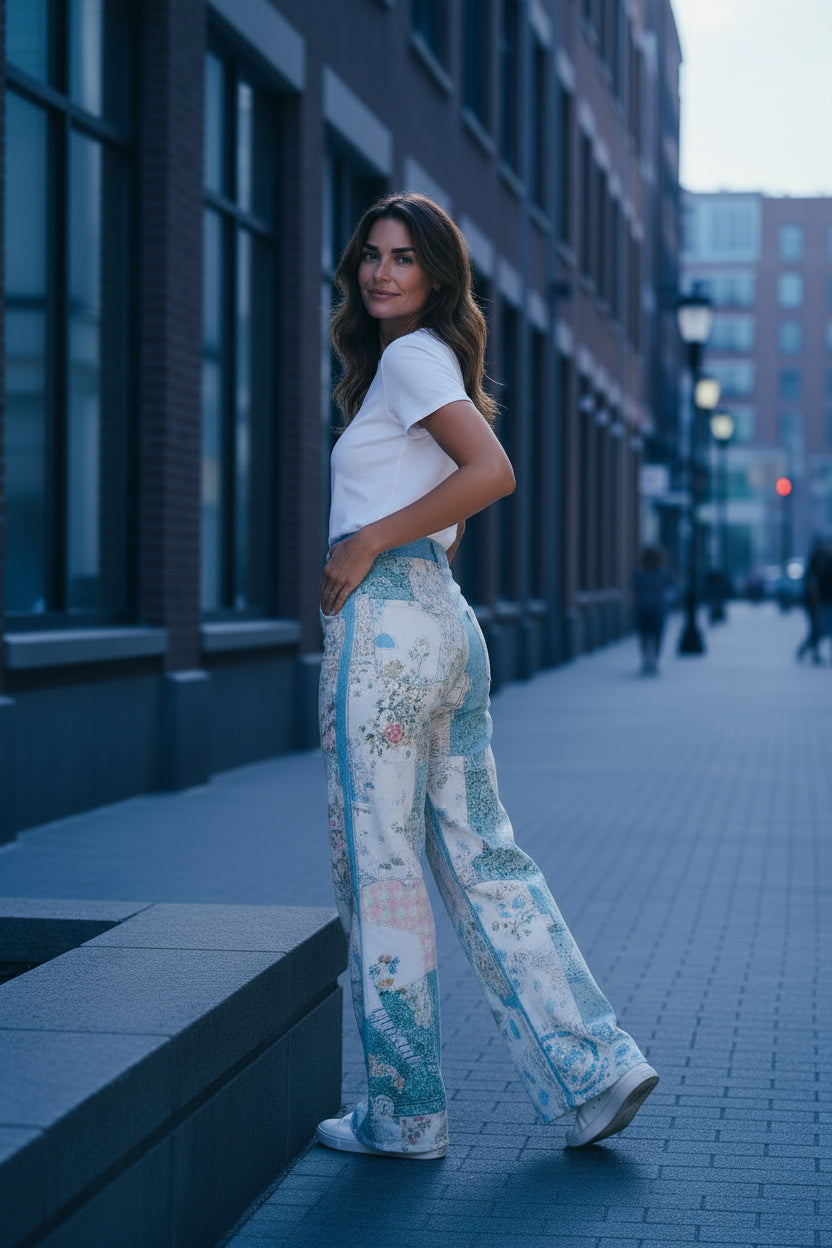 PATCHWORK PRINTED JEANS