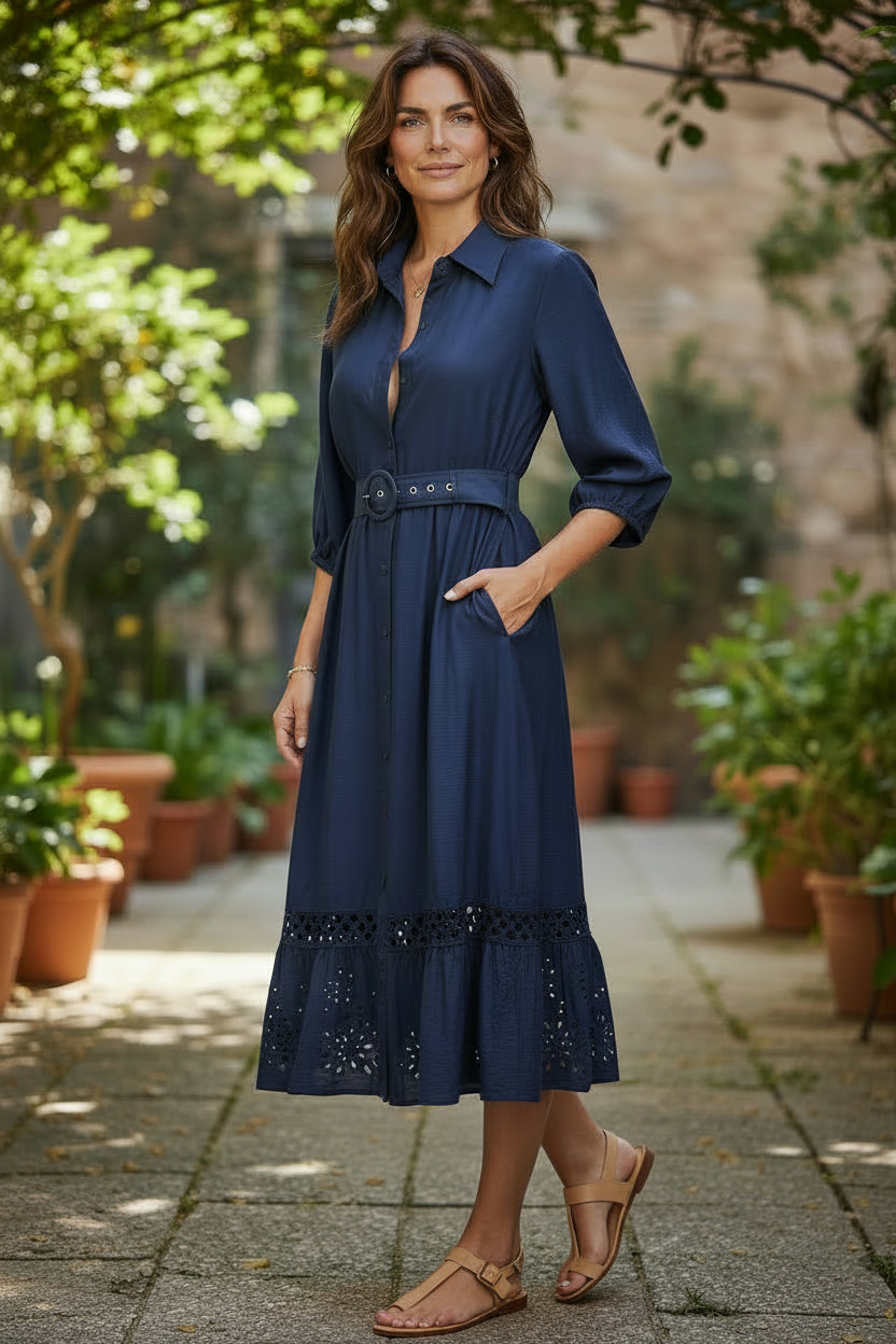ELLA TRIM MIDI DRESS