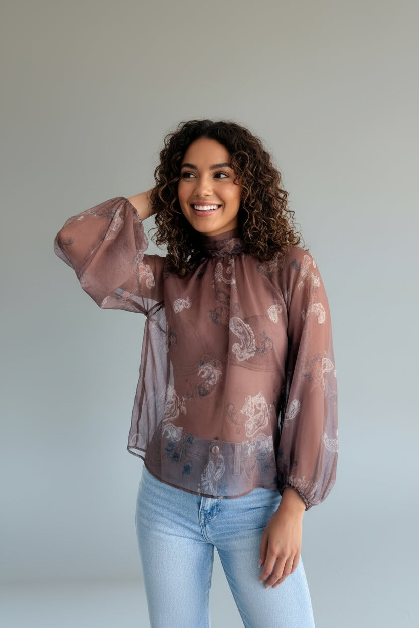 PUSSY BOW FLORAL SHIRT