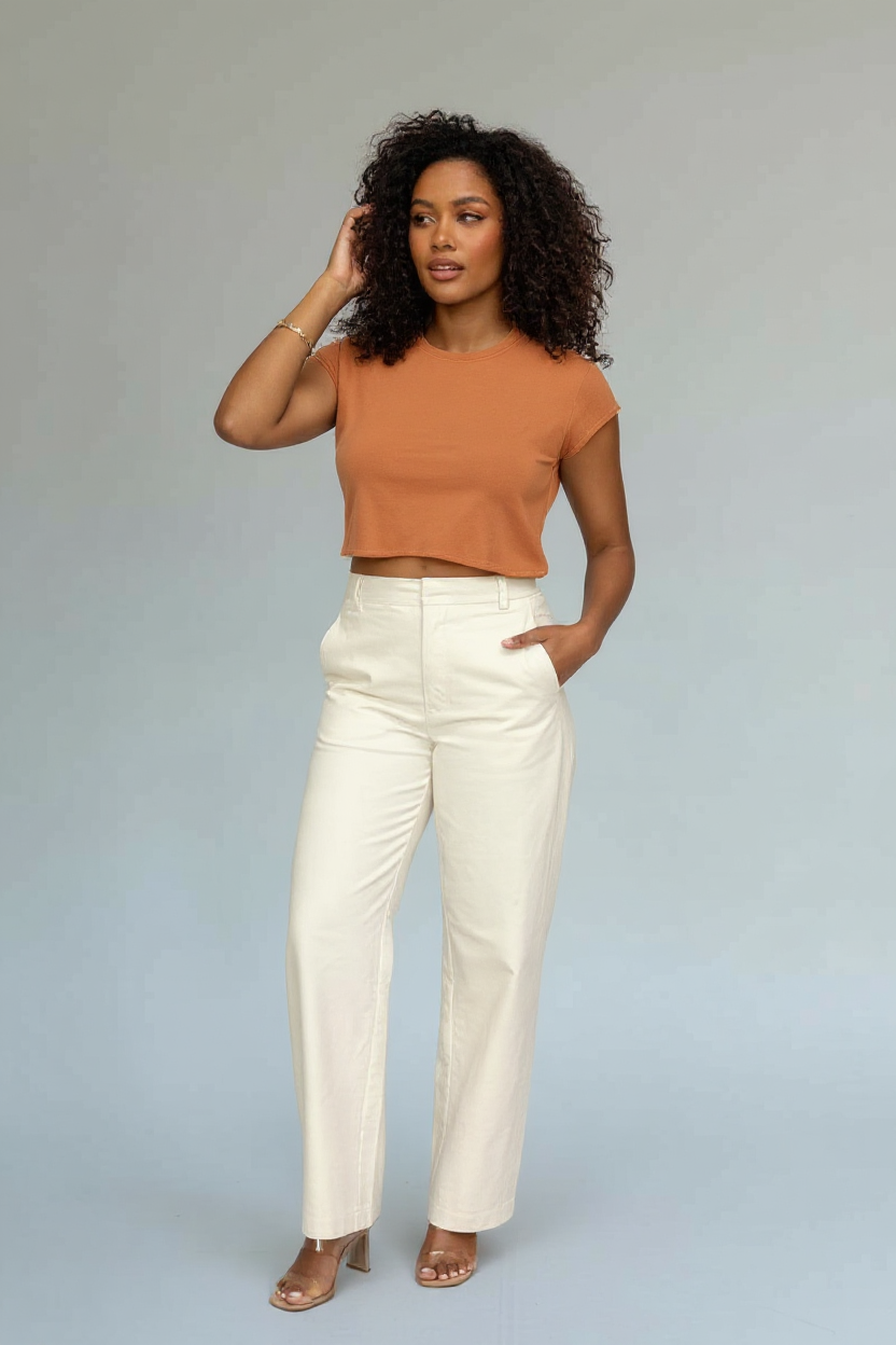 COTTON STRETCH BARREL PANTS