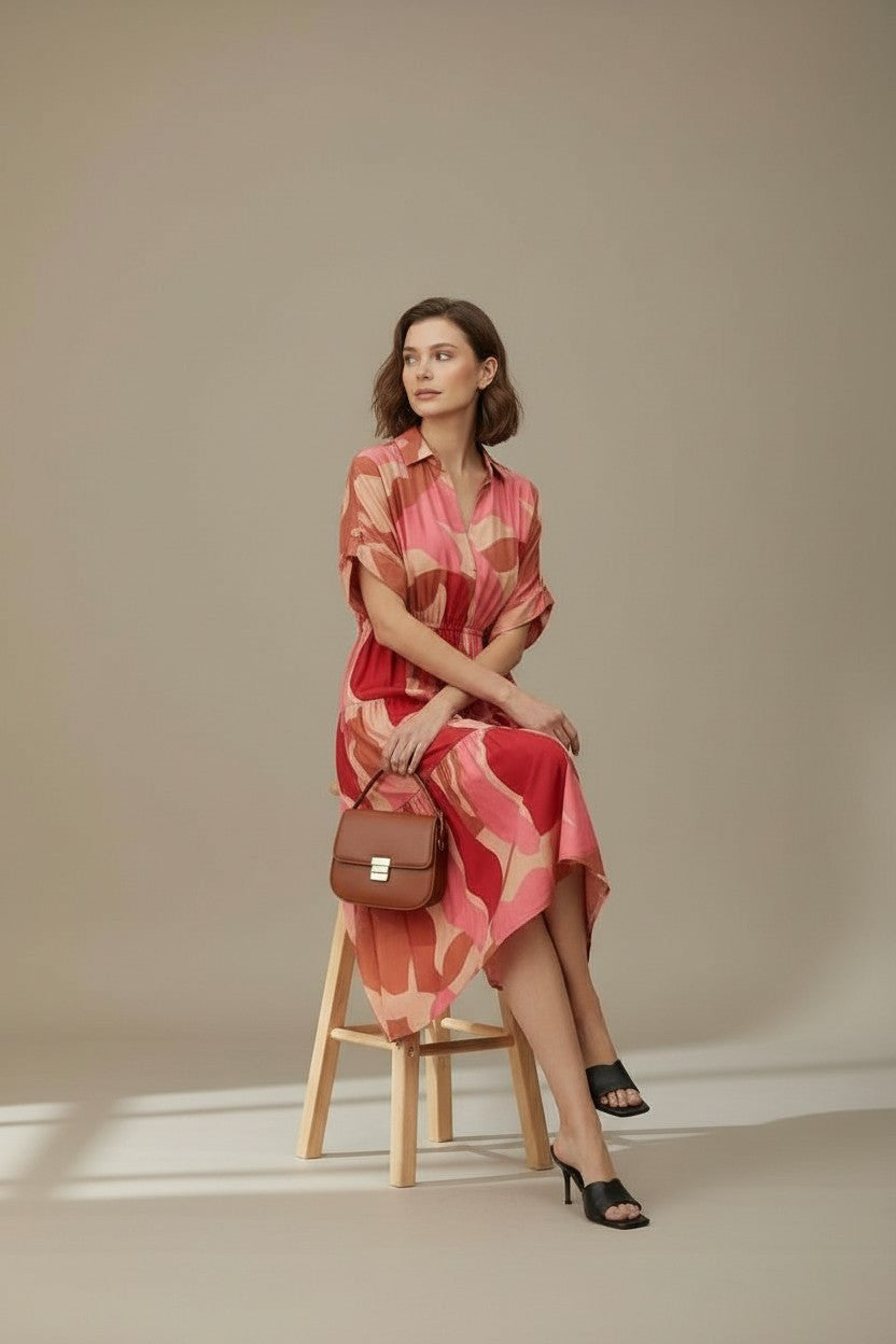 IMOGEN GATHERED SLEEVE DRESS