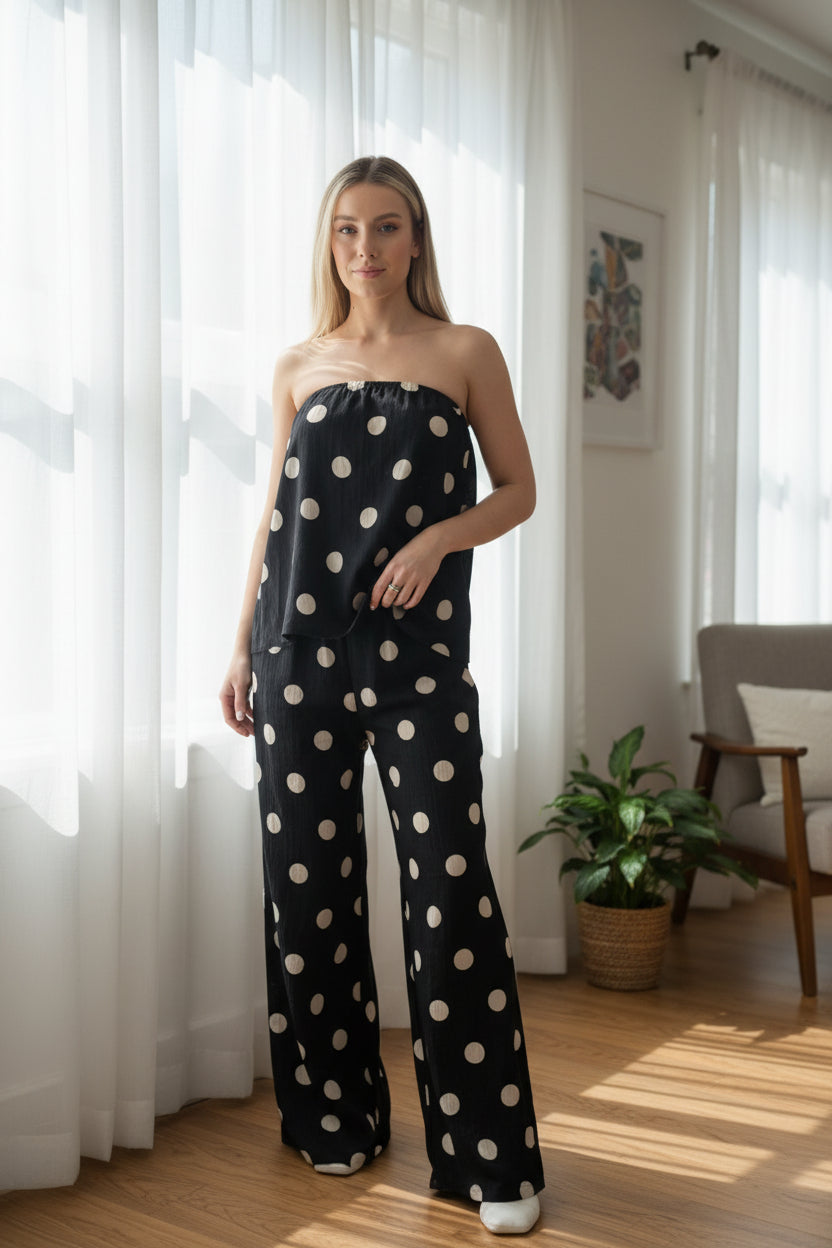 Strapless top and pant set