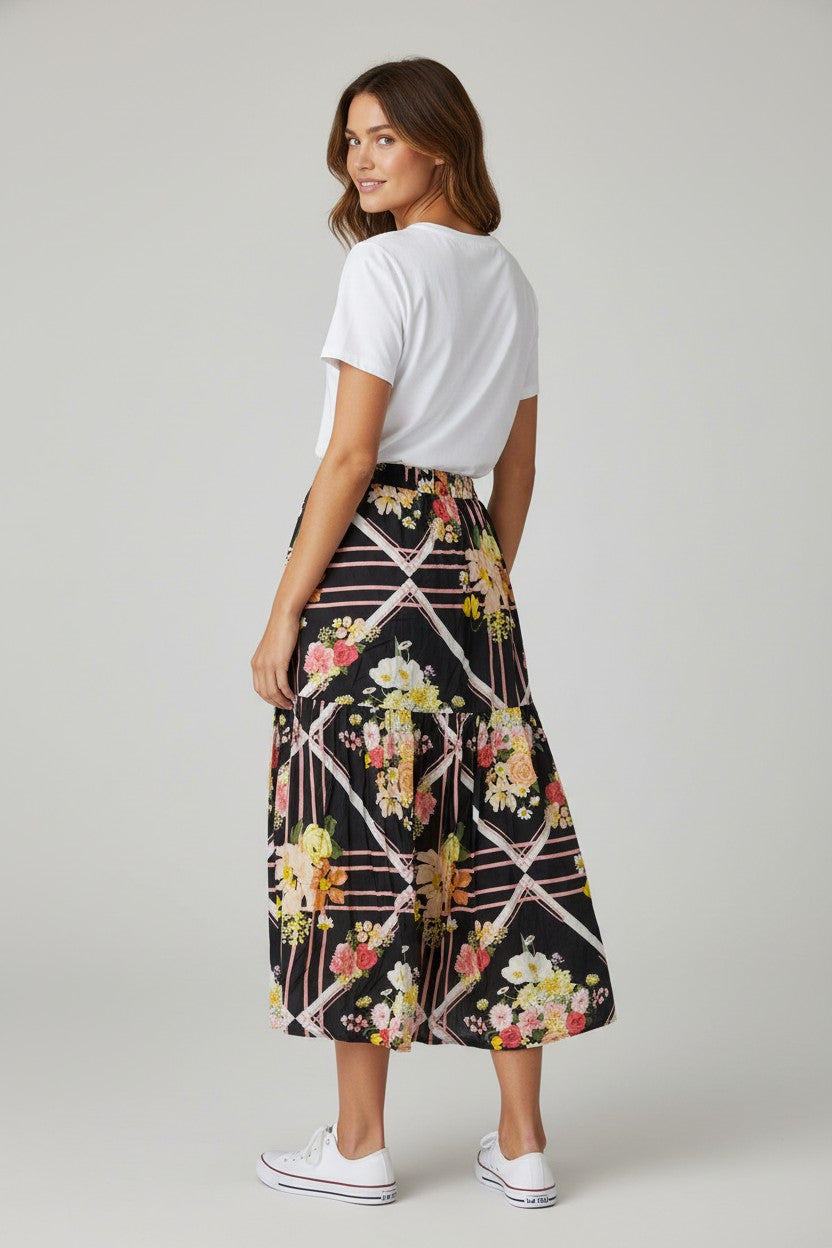 FLORAL TIERED SKIRT MAXI