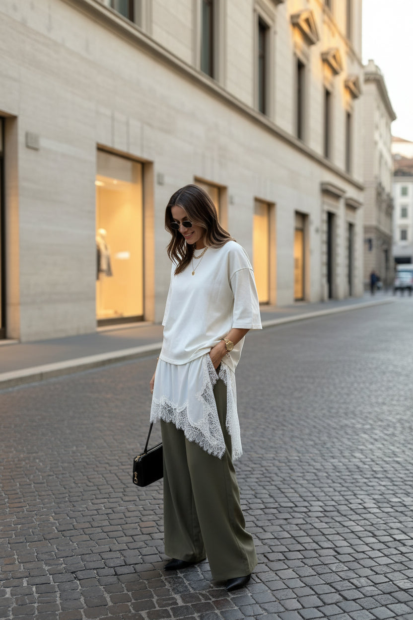 CONTRAST OVERSIZED TEE