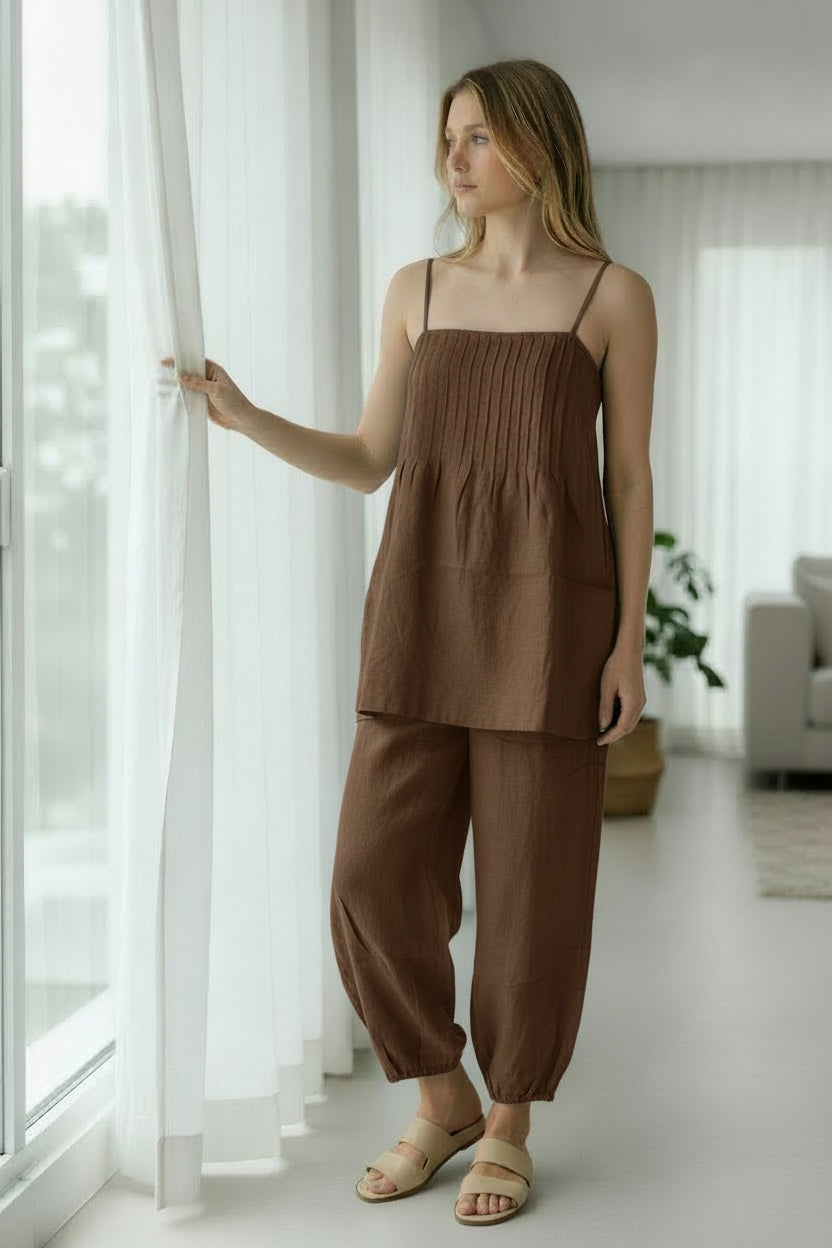 EMMA PINTUCK LINEN TOP