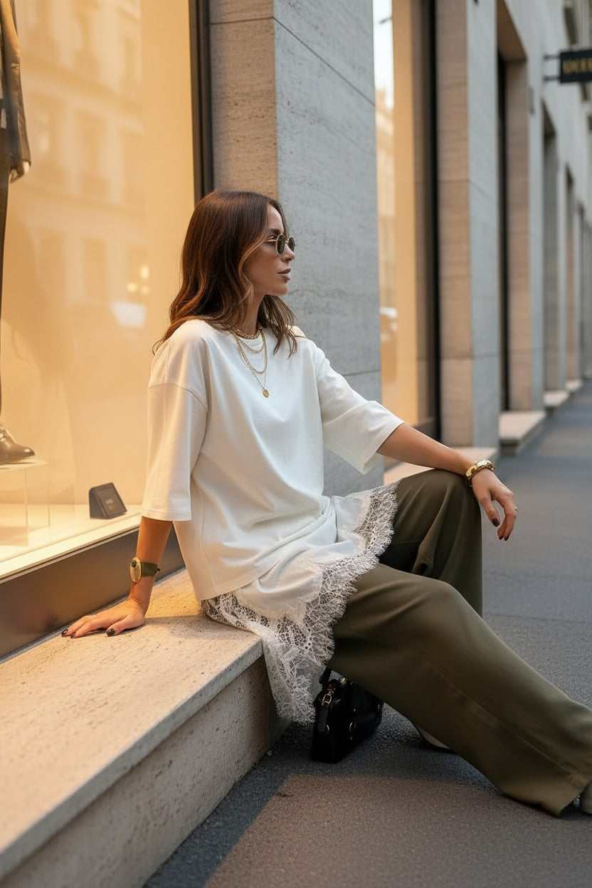 CONTRAST OVERSIZED TEE