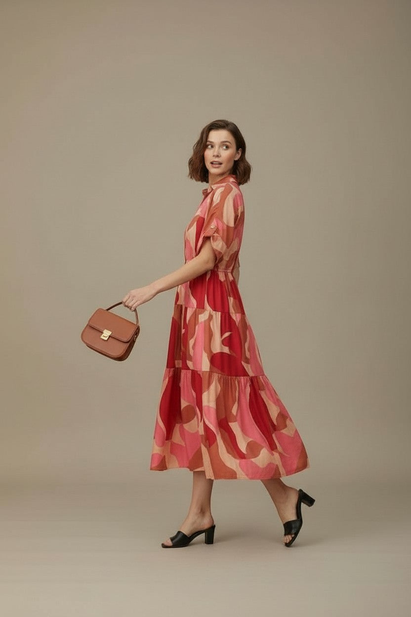 IMOGEN GATHERED SLEEVE DRESS