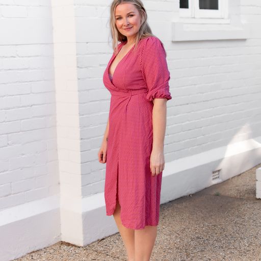 WRAP GINGHAM DRESS